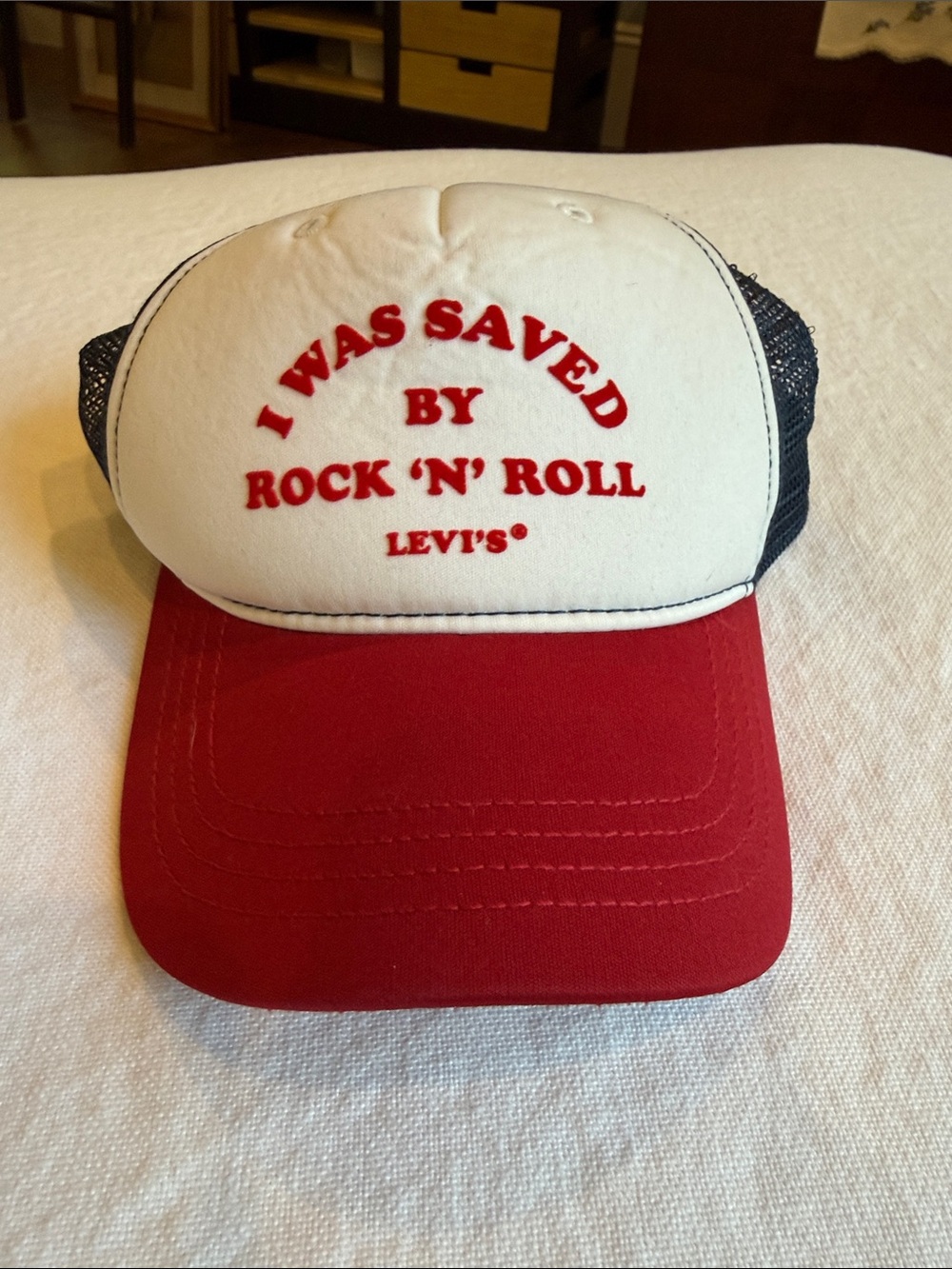 Levi's Red, White & Blue 'I Was Saved By Rock 'N' Roll' Trucker Hat